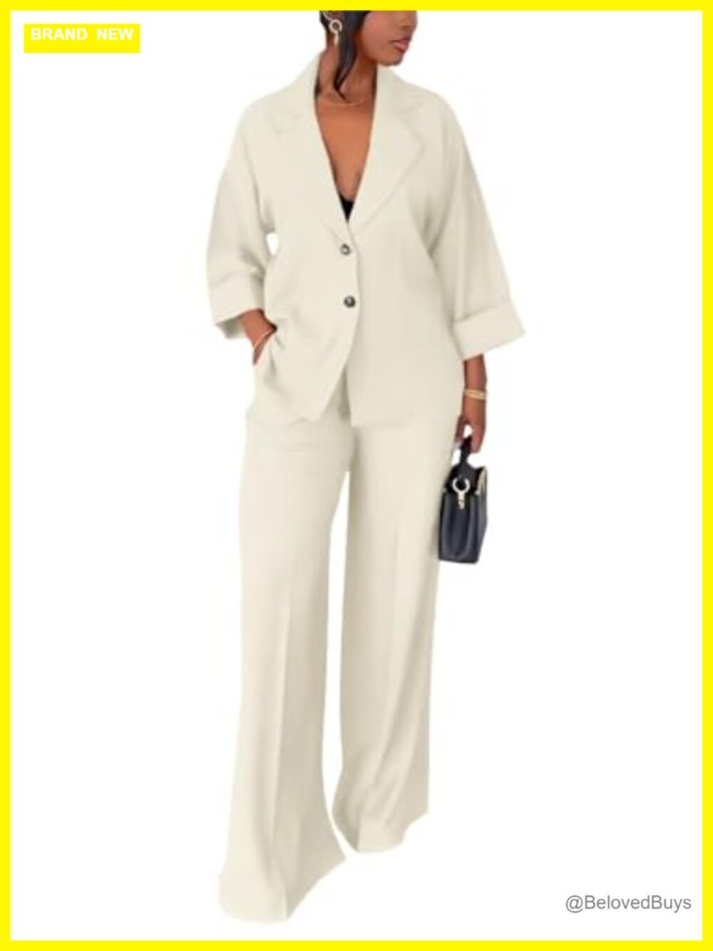 Women's 2-Piece Blazer & Wide Leg Pant Suit Set Long Sleeve Business Casual